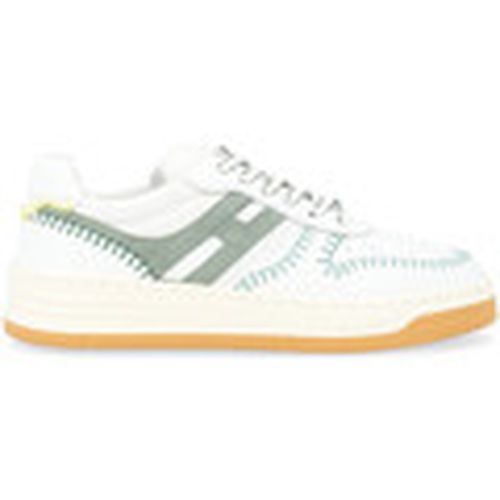 Deportivas Moda Zapatilla H630 en cuero blanco y verde para mujer - Hogan - Modalova