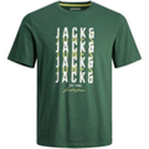 Camiseta 12247813 JJDELVIN TEE SS CREW NECK DARK GREEN para hombre - Jack & Jones - Modalova