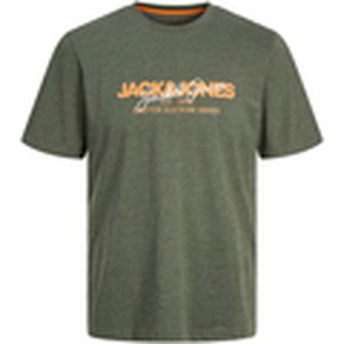 Camiseta 12256803 JJALVIS TEE SS CREW NECK KOMBU GREEN para hombre - Jack & Jones - Modalova