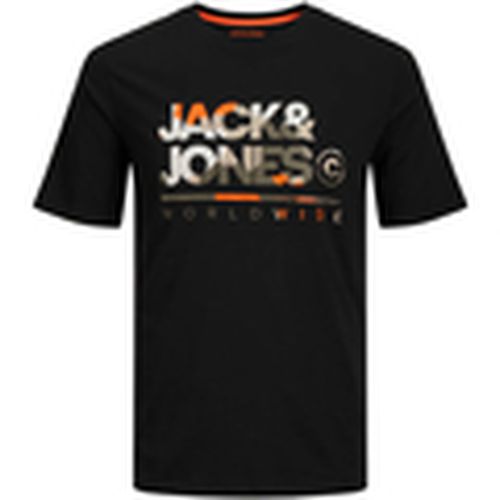 Camiseta 12256785 JJLUKE TEE SS CREW NECK BLACK para hombre - Jack & Jones - Modalova