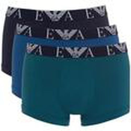 Boxer Three Pack Logo Trunks Green/Blue/Black para hombre - Emporio Armani - Modalova