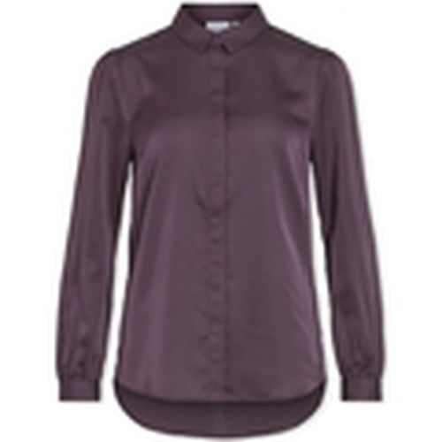 Blusa Noos Ellette Satin Shirt L/S - Perfect Plum para mujer - Vila - Modalova