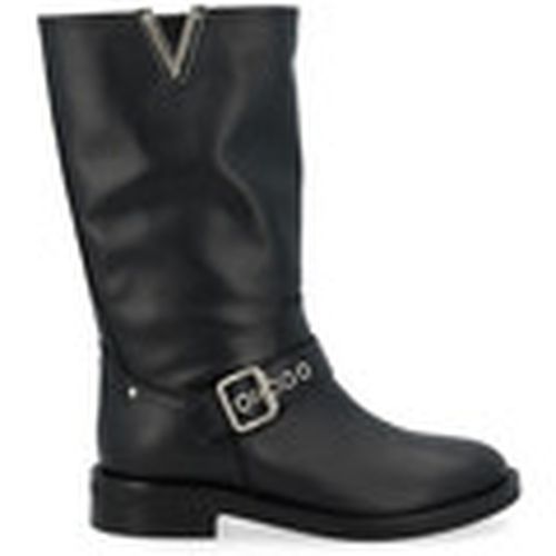 Boots Bota motera de piel negra con hebillas para mujer - Via Roma 15 - Modalova