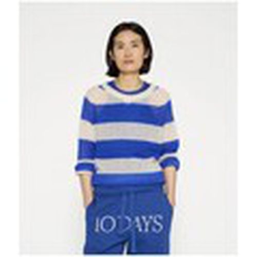 Jersey Thin Knit Sweater Stripes Ecru Blue para mujer - 10 Days - Modalova