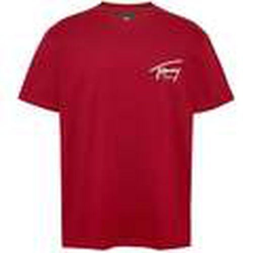 Tops y Camisetas Signature Logo Crew T-Shirt Regatta Red para hombre - Tommy Jeans - Modalova