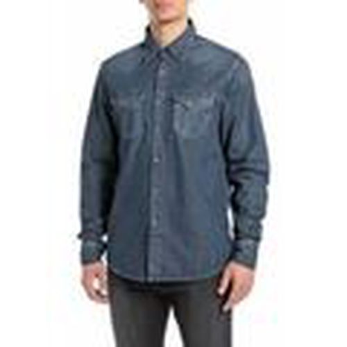 Camisa manga larga M4981 .000.26C 70A-007 - 6.5 OZ DEEP BLUE DENIM para hombre - Replay - Modalova