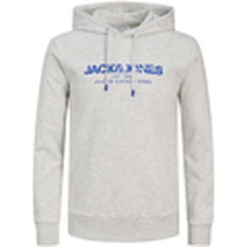 Jersey 12266287 JJALVIS SWEAT HOOD UB WHITE MELANGE para hombre - Jack & Jones - Modalova