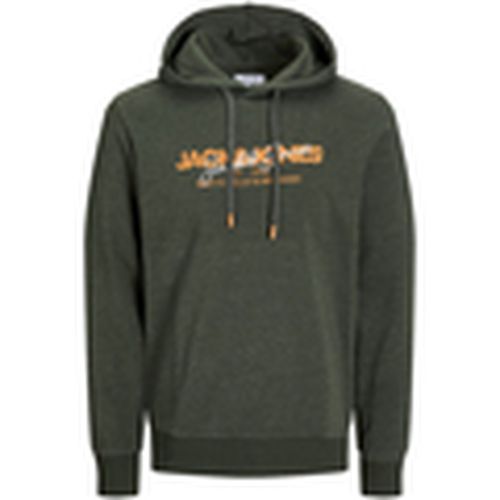 Jersey 12266287 JJALVIS SWEAT HOOD UB KOMBU GREEN MELANGE para hombre - Jack & Jones - Modalova