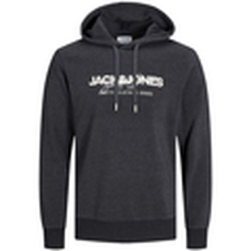 Jersey 12266287 JJALVIS SWEAT HOOD UB BLACK MELANGE para hombre - Jack & Jones - Modalova