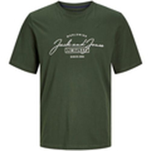 Camiseta 12256799 JJFERRIS TEE SS CREW NECK BIG KOMBU GREEN BIG para hombre - Jack & Jones - Modalova