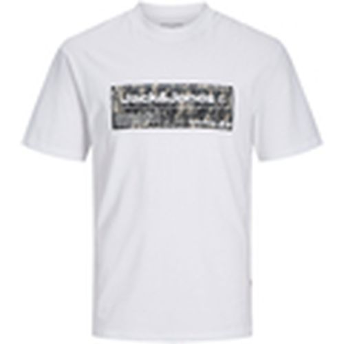 Camiseta 12265407 JCOALPHA FRONT PRINT TEE SS CREW NECK BRIGHT WHITE para hombre - Jack & Jones - Modalova