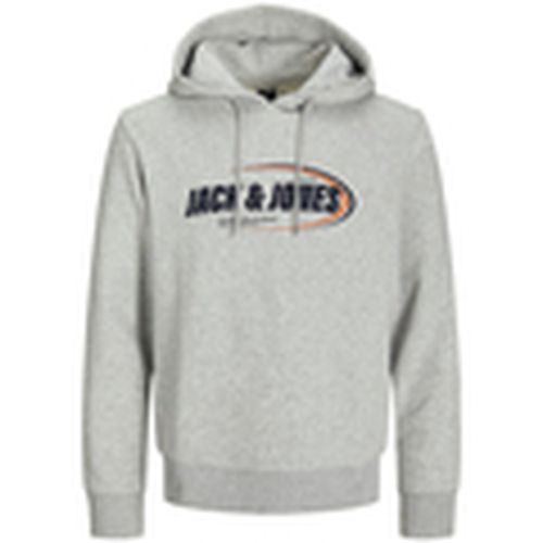 Jersey 12267547 JCORAY BRANDING SWEAT HOOD FST LIGHT GREY para hombre - Jack & Jones - Modalova