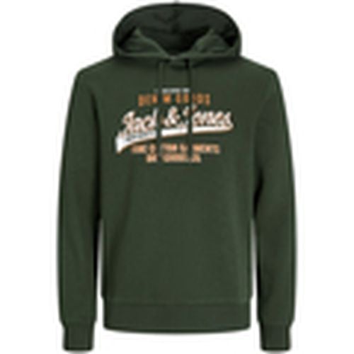 Jersey 12255617 JJELOGO SWEAT HOOD 2 COL 24/25 NOOS KOMBU GREEN para hombre - Jack & Jones - Modalova