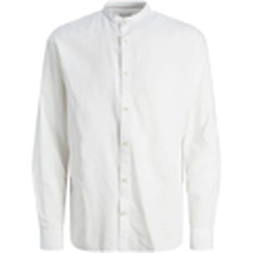 Camisa manga larga 12248385 JJESUMMER BAND LINEN BLEND SHIRT LS SN WHITE para hombre - Jack & Jones - Modalova