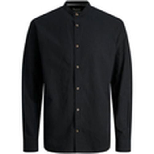 Camisa manga larga 12248385 JJESUMMER BAND LINEN BLEND SHIRT LS SN BLACK para hombre - Jack & Jones - Modalova