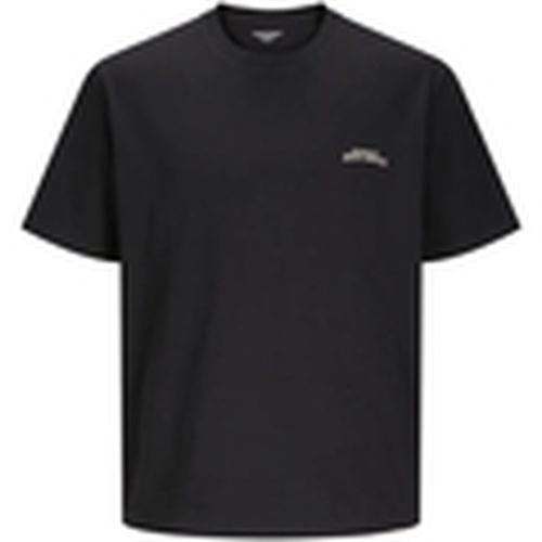 Camiseta 12276589 JORLUCCA TEE SS CREW NECK CIFF LN BLACK para hombre - Jack & Jones - Modalova