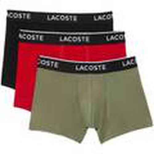 Boxer 3 Pack Cotton Stretch Trunks Khaki Green/Red/Black para hombre - Lacoste - Modalova