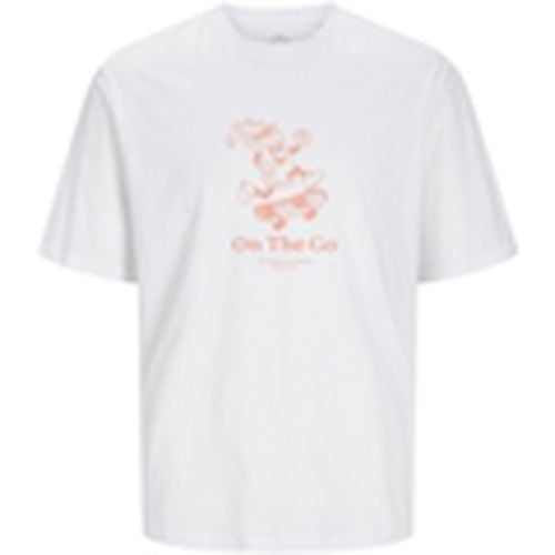 Camiseta 12263604 JORGAME TEE SS CREW NECK TG BRIGHT WHITE PRINT ORANGE para hombre - Jack & Jones - Modalova