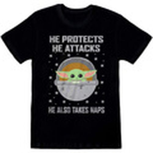 Camiseta manga larga Protects And Attacks para hombre - Star Wars: The Mandalorian - Modalova