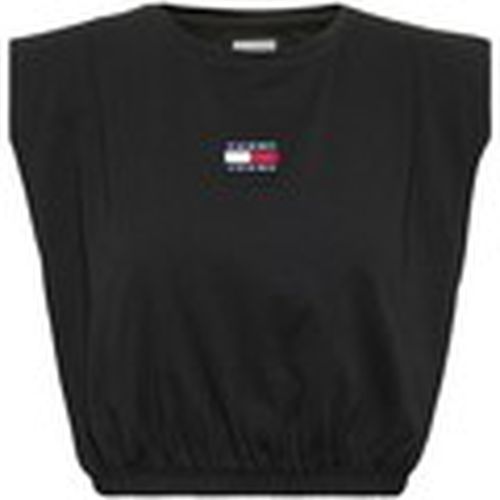 Camiseta tirantes Crop elasticated badge tank para mujer - Tommy Jeans - Modalova