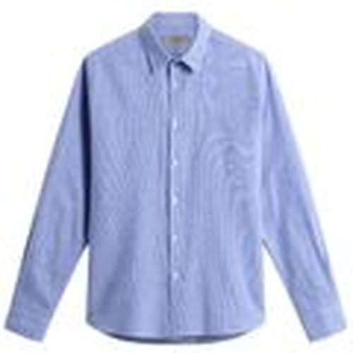 Camisa manga larga Camisa Linen Cotton Hombre Pied De Poule Blue para hombre - Woolrich - Modalova