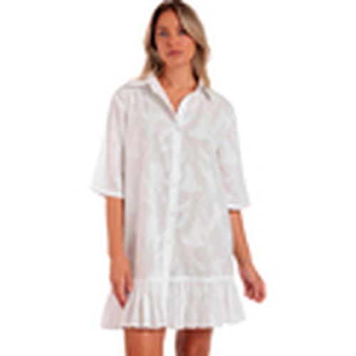 Pareos Túnica de playa media manga con botones Texture Flowers para mujer - Admas - Modalova