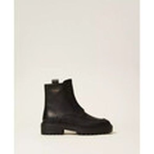 Botines STIVALETTI CHUNKY IN PELLE CON LOGO Art. 252TCP184 para mujer - Twin Set - Modalova