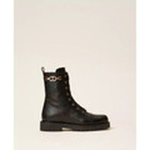 Botines ANFIBI IN PELLE CON CATENA E OVEL T Art. 252TCP150 para mujer - Twin Set - Modalova