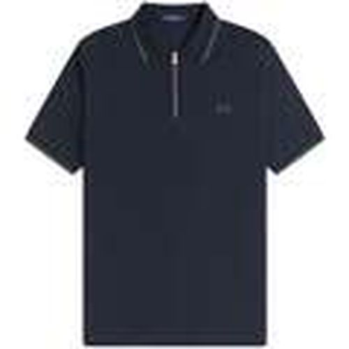 Polo Crepe Pique Zip Neck Polo Shirt Navy para hombre - Fred Perry - Modalova