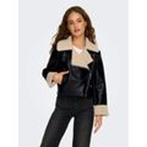 Cazadora de cuero 15357492 DORA-BLACK/HUMUS para mujer - Only - Modalova