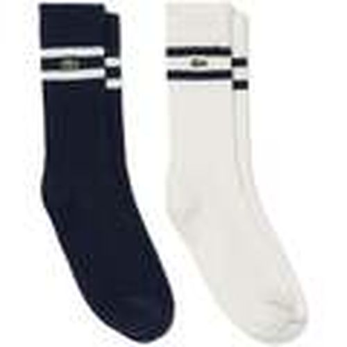 Calcetines altos 2 Pack Ribbed Cotton Socks Navy Blue/White para hombre - Lacoste - Modalova