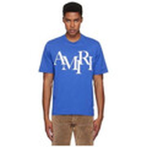 Camiseta STAGGERED LOGO TEE BLUE para hombre - Amiri - Modalova