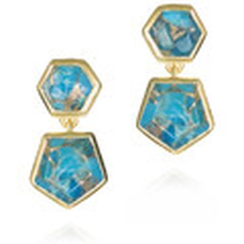 Pendientes Pendientes geométricos de turquesa en plata con baño de oro 18k para mujer - Jorge Revilla - Modalova
