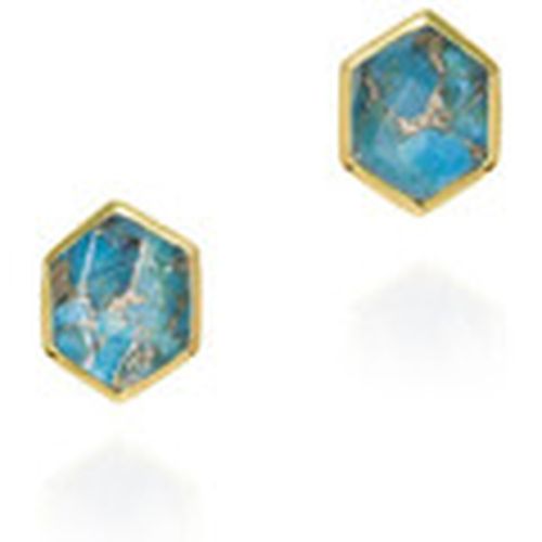 Pendientes Pendientes hexagonales de turquesa de plata con baño de oro 18k para mujer - Jorge Revilla - Modalova