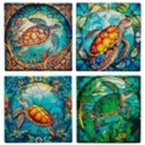 Set de mesa Posavasos Vidriera Tortuga Turquesa Set 4 para - Signes Grimalt - Modalova