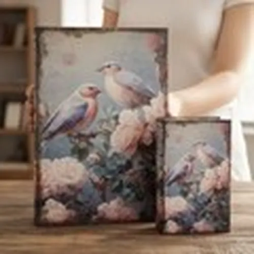 Cestas, cajas y cubos de basura Cajas Libro Pájaros Peonías Rosa Set 2 para - Signes Grimalt - Modalova