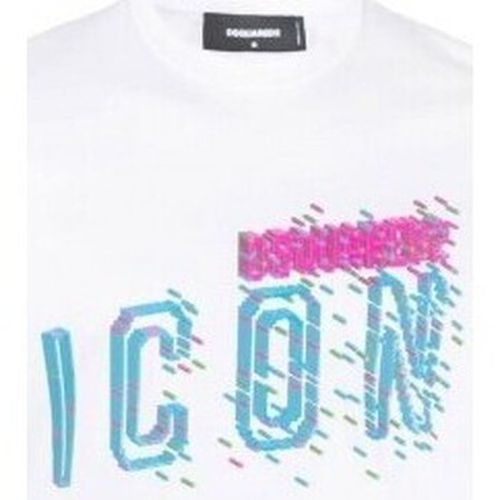 Felpa T-Shirt Pixeled Icon Cool Fit Tee blanc - Dsquared - Modalova