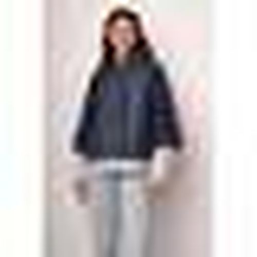 Pocho / Mantelle antipioggia Giacca bimateriale in nylon e maglia navy - Nuna Lie - Modalova