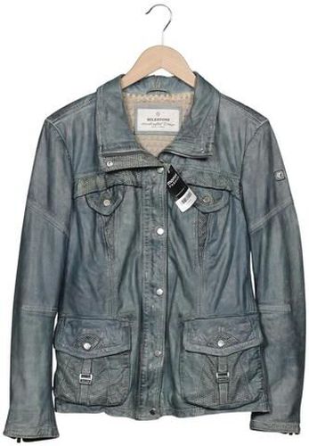 Damen Jacke, blau, Gr. EU 40, Baumwolle, Leder, Synthetik - Second Hand - Milestone - Modalova