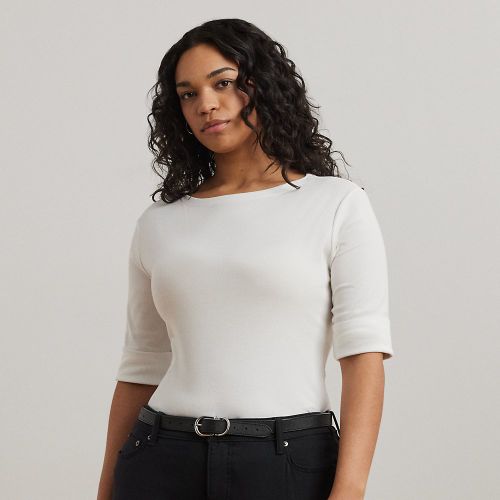 Curve - Stretch Cotton Boatneck Top - Lauren Curve - Modalova