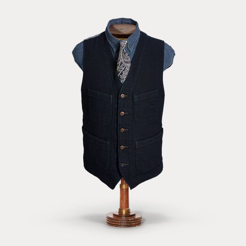 Indigo Herringbone Waistcoat - RRL - Modalova