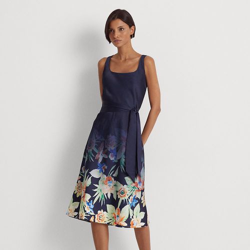 Floral Belted Charmeuse Dress - Lauren - Modalova