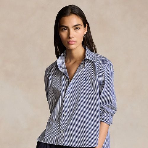 Cropped Boxy Striped Cotton Shirt - Polo Ralph Lauren - Modalova