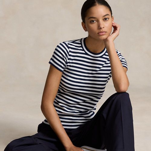 Striped Rib-Knit Cotton Crewneck T-Shirt - Polo Ralph Lauren - Modalova