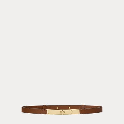 Turn-Lock Skinny Leather Belt - Lauren - Modalova