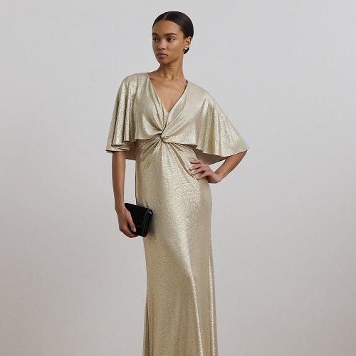 Foil-Print Jersey Cape Gown - Lauren - Modalova