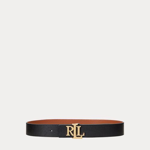 Reversible Pebbled Leather Wide Belt - Lauren - Modalova