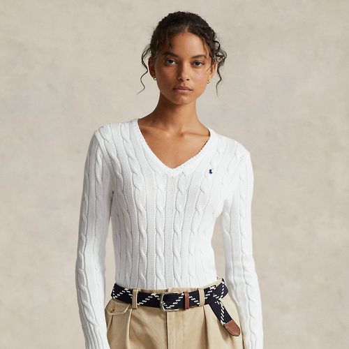 Cable-Knit Cotton V-Neck Jumper - Polo Ralph Lauren - Modalova