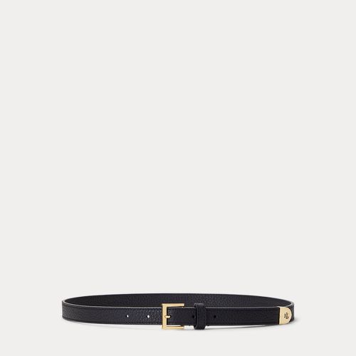 Pebbled Leather Skinny Belt - Lauren - Modalova