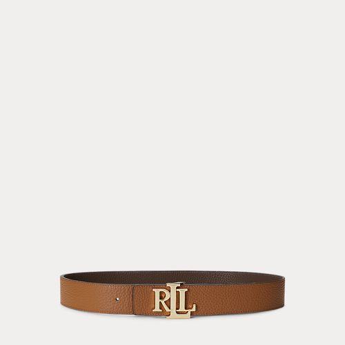 Reversible Pebbled Leather Wide Belt - Lauren - Modalova